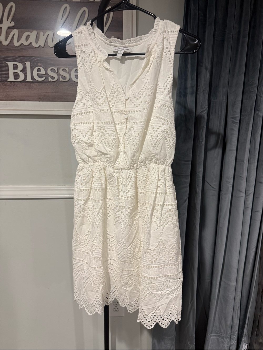 White Eyelet Sleeveless Summer Dress - Classic Feminine Style